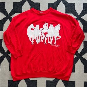 Vintage Linda Lori Red Heads or Tails Horse Sweatshirt